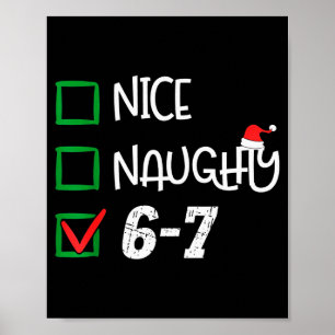 6-7 Meme Nice Naughty 67 Christmas Brain Rot Funny Poster