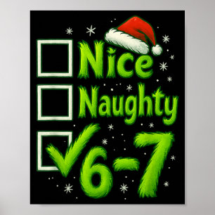 6-7 Meme Nice Naughty 67 Christmas Brain Rot Funny Poster