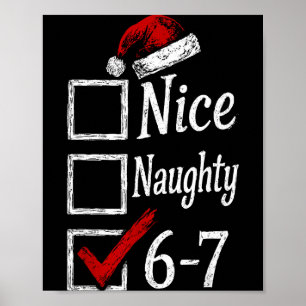 6-7 Meme Nice Naughty 67 Christmas Brain Rot Funny Poster