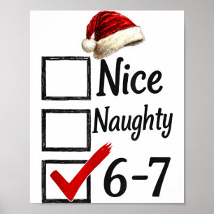 6-7 Meme Nice Naughty 67 Christmas Funny Brain Rot Poster