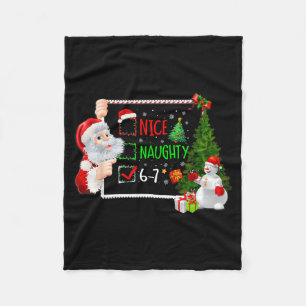 6-7 Meme Nice Naughty 67 Christmas Santa Says  Fleece Blanket