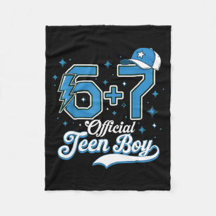 6 + 7 Meme Official Teenager 13th Birthday Basebal Fleece Blanket
