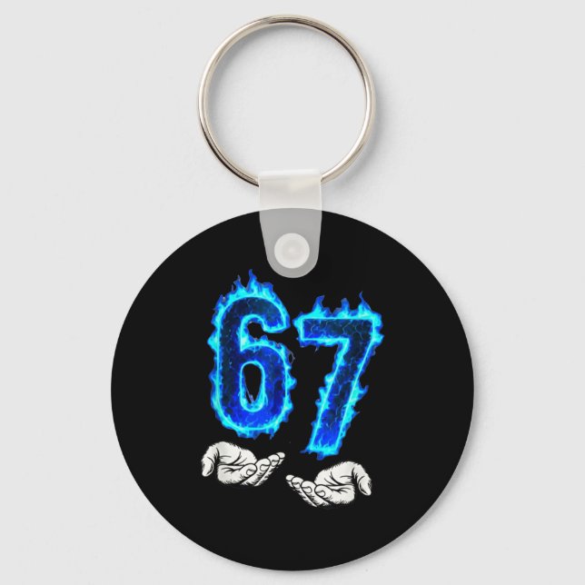 6 7 Meme Six Seven 67 Hands Meme Funny Men Girls B Key Ring (Front)