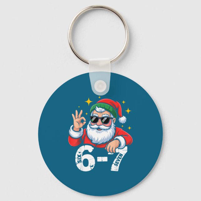 6 7 Meme Six Seven Christmas Gen Z Alpha Teen Boys Key Ring (Front)