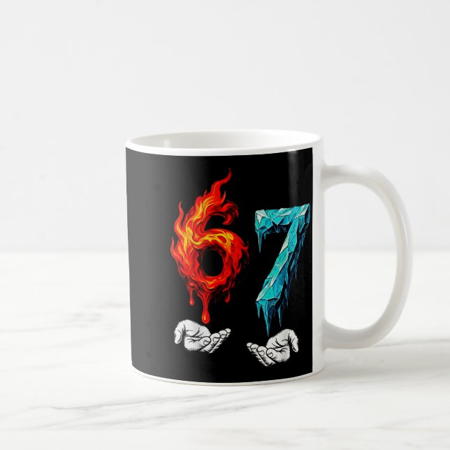 6 7 Meme Six Seven Ice 67 Flames Funny Kids Youth  Coffee Mug (Right)