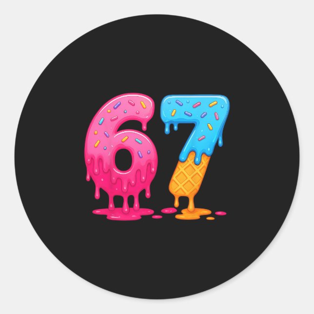 6 7 Meme Six Seven Ice Cream Drip  Classic Round Sticker (Front)