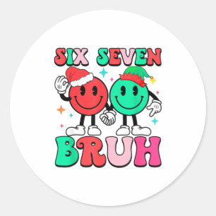 6 7 Meme Six Seven Xmas Funny 67 Christmas Boys Gi Classic Round Sticker