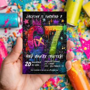 6 7 Meme Trend Six Seven Birthday party graffiti  Invitation
