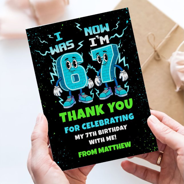 6 7 Meme Trend Six Seven Birthday Party Thank You Card (Creator Uploaded)