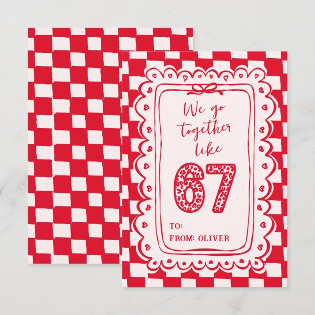 6 7 Meme Trendy  Funny Valentines Day Cards (Front/Back)