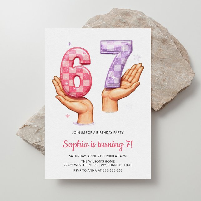 6 7 Meme Trendy Six Seven Birthday Invitation (Creator Uploaded)