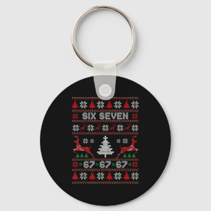 6 7 Meme Ugly Christmas Sweater 67 Six Seven Funny Key Ring