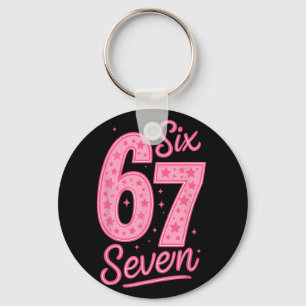 6 7 Number 67 Pink Six Seven Meme Slang Womens Gir Key Ring