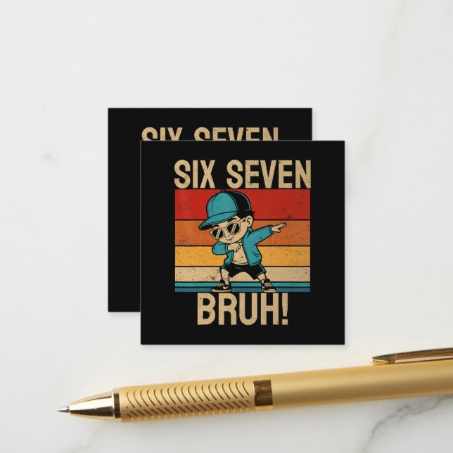  6 7 Numbers Dabbing Six Seven Bruh Enclosure Card (Front/Back In Situ)