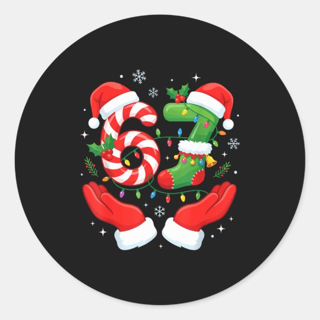 6 7 Pajamas Six Seven Matching Ugly Christmas 67 F Classic Round Sticker (Front)