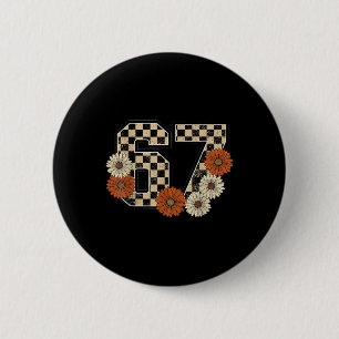 6 7 Retro Fall Meme Checkerboard Tee Haunted Cm Round Badge