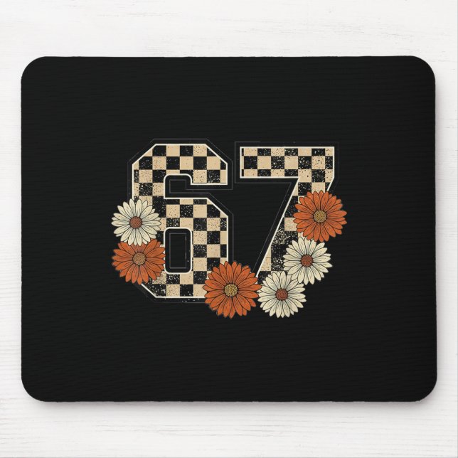 6 7 Retro Fall Meme Checkerboard Tee Haunted  Mouse Pad (Front)