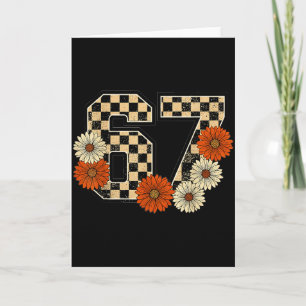 6 7 Retro Fall Meme Chequerboard Tee Haunted By 67 Card