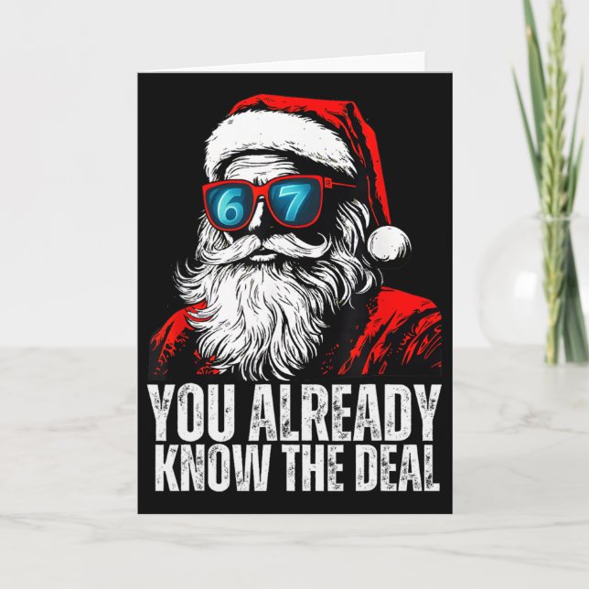 6 7 Santa Face Six Seven Meme Funny 67 Christmas F Card (Front)