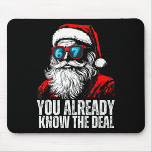 6 7 Santa Face Six Seven Meme Funny 67 Christmas F Mouse Pad