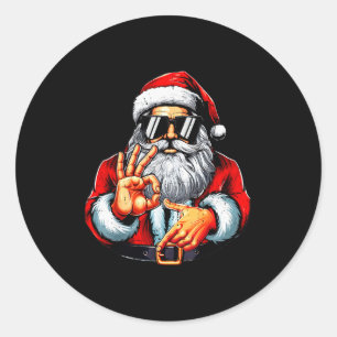 6 7 Six Seven Funny Santa Claus Meme Slang Xmas Ch Classic Round Sticker