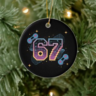 6 7 Six Seven Gaming Gen Z Alpha Meme Slang Ceramic Ornament