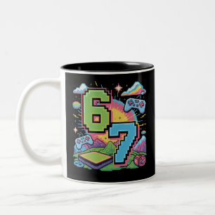 6 7 Six Seven Gaming Gen Z Alpha Meme Slang Two-Tone Coffee Mug