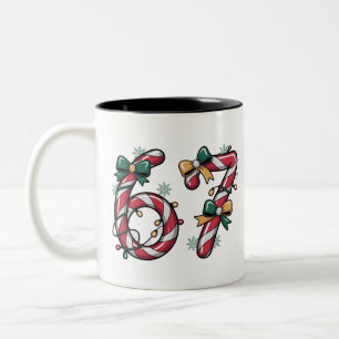 6 7 Six Seven Gen Z Alpha Meme Slang Xmas Lights Two-Tone Coffee Mug