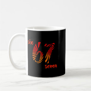 6 7 Six Seven Gesture Big Numbers Swirl Basball Coffee Mug