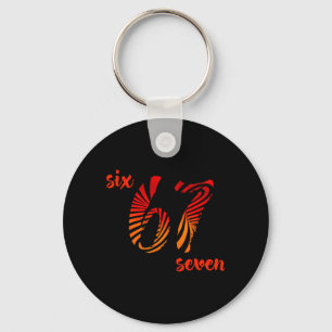 6 7 Six Seven Gesture Big Numbers Swirl Basball Key Ring