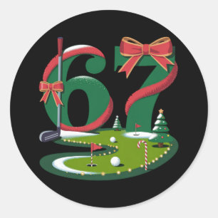 6 7 Six Seven Golf Gen Z Alpha Meme Xmas Golfing Classic Round Sticker