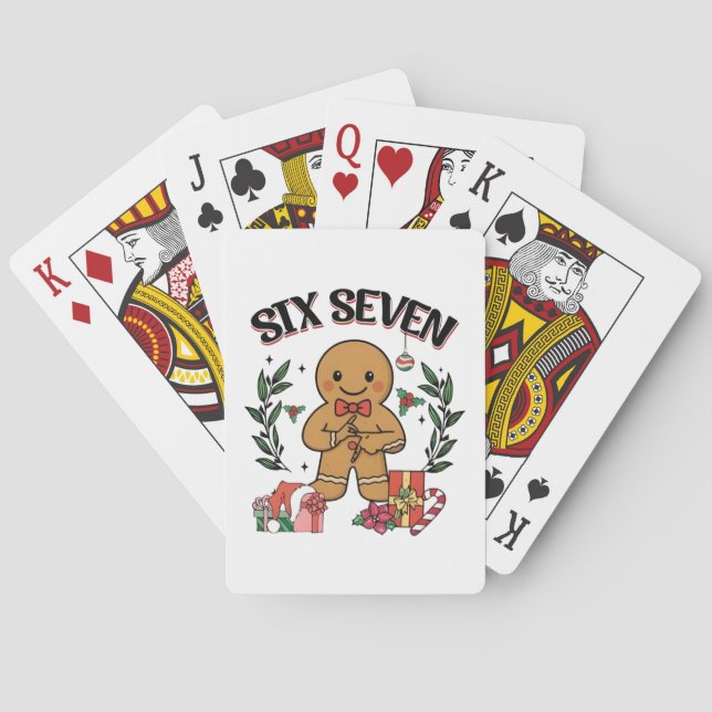 6 7 Six Seven Hand Gen Z Alpha Gingerbread Meme  Playing Cards (Back)