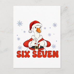 6 7 Six Seven Hand Gen Z Alpha Goose Christmas Invitation Postcard