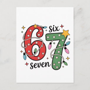 6 7 Six Seven Hand Gen Z Alpha Meme Slang Xmas Announcement Postcard