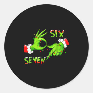6 7 Six Seven Hand Gen Z Alpha Meme Slang Xmas Chr Classic Round Sticker