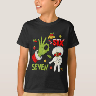 6 7 Six Seven Hand Gen Z Alpha Meme Slang Xmas Chr T-Shirt