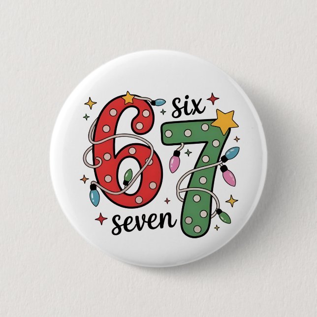 6 7 Six Seven Hand Gen Z Alpha Meme Slang Xmas  Cm Round Badge (Front)