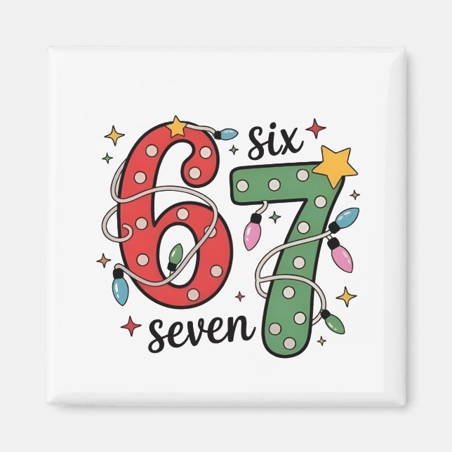 6 7 Six Seven Hand Gen Z Alpha Meme Slang Xmas  Magnet (Front)