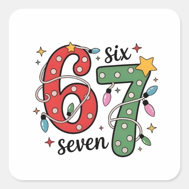 6 7 Six Seven Hand Gen Z Alpha Meme Slang Xmas  Square Sticker (Front)