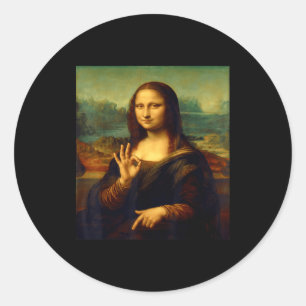 6 7 Six Seven Meme 67 Funny Mona Lisa Funny Clic A Classic Round Sticker