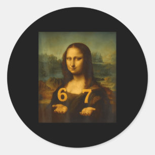 6 7 Six Seven Meme 67 Funny Mona Lisa Gen Z Alpha Classic Round Sticker
