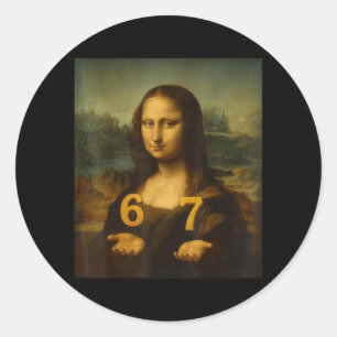 6 7 Six Seven Meme 67 Funny Mona Lisa Gen Z Alpha Classic Round Sticker