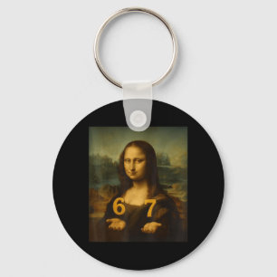 6 7 Six Seven Meme 67 Funny Mona Lisa Gen Z Alpha Key Ring