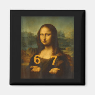 6 7 Six Seven Meme 67 Funny Mona Lisa Gen Z Alpha Magnet