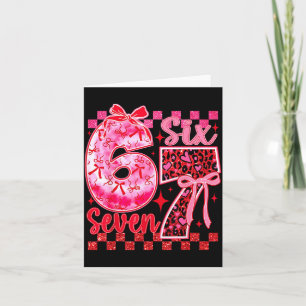 6 7 Six Seven Meme Coquette Bow Leopard Heart Vale Card