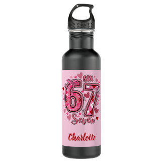6 7 Six Seven Meme Trend Girls Pink Name  710 Ml Water Bottle