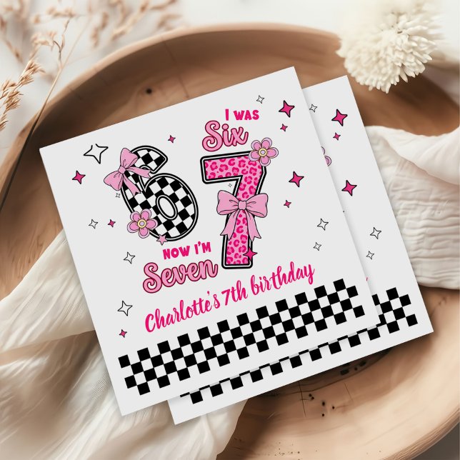 6 7 Six Seven Meme Trend Pink Girls 7th Birthday Napkin (Creator Uploaded)