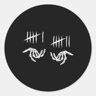 6 7 Six Seven Tally Marks Skeleton 67 Skeleton Han Classic Round Sticker