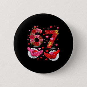 6 7 Six Seven Valentine Hearts Kids Boys Girls Cut Cm Round Badge