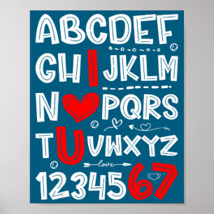 6 7 Six Seven Valentines Alphabet I Love U Heart Y Poster